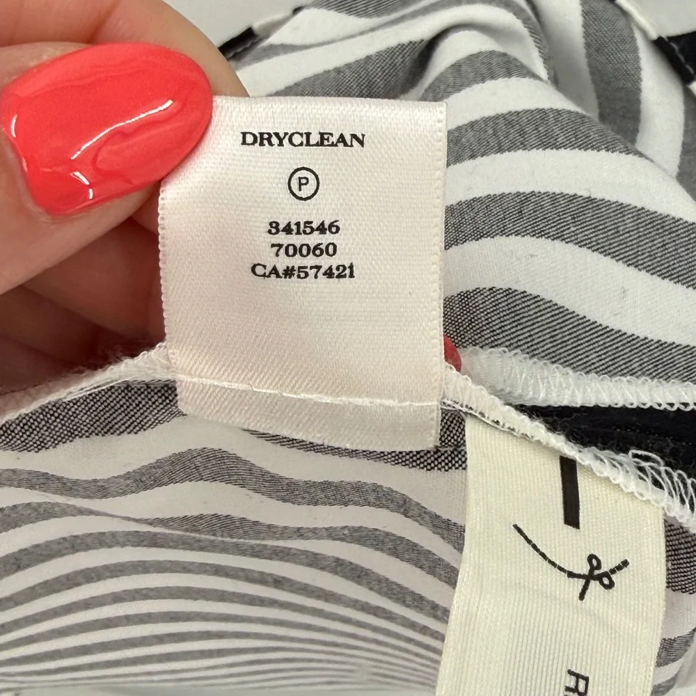 NWT Ann Taylor Petite 6P Black White Stripe Fit & Flare Dress - Picture 9 of 10